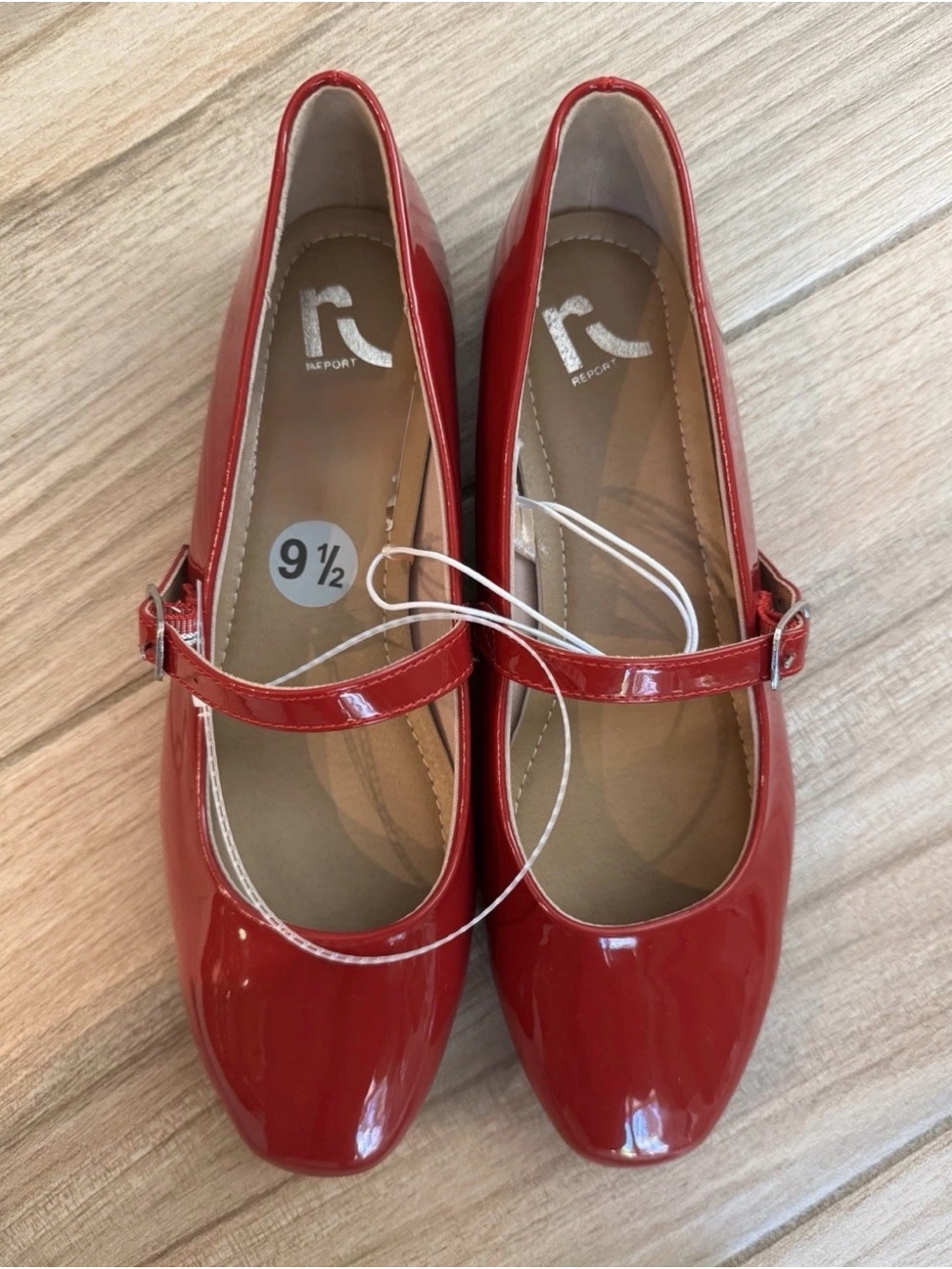 Report Red Patent Mary Jane Flats with Buckle Strap Size 9.5